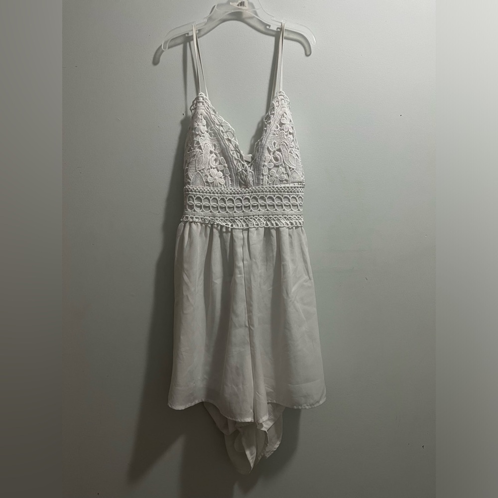 Iris White Romper Medium Fancy Bralette Romper Womens